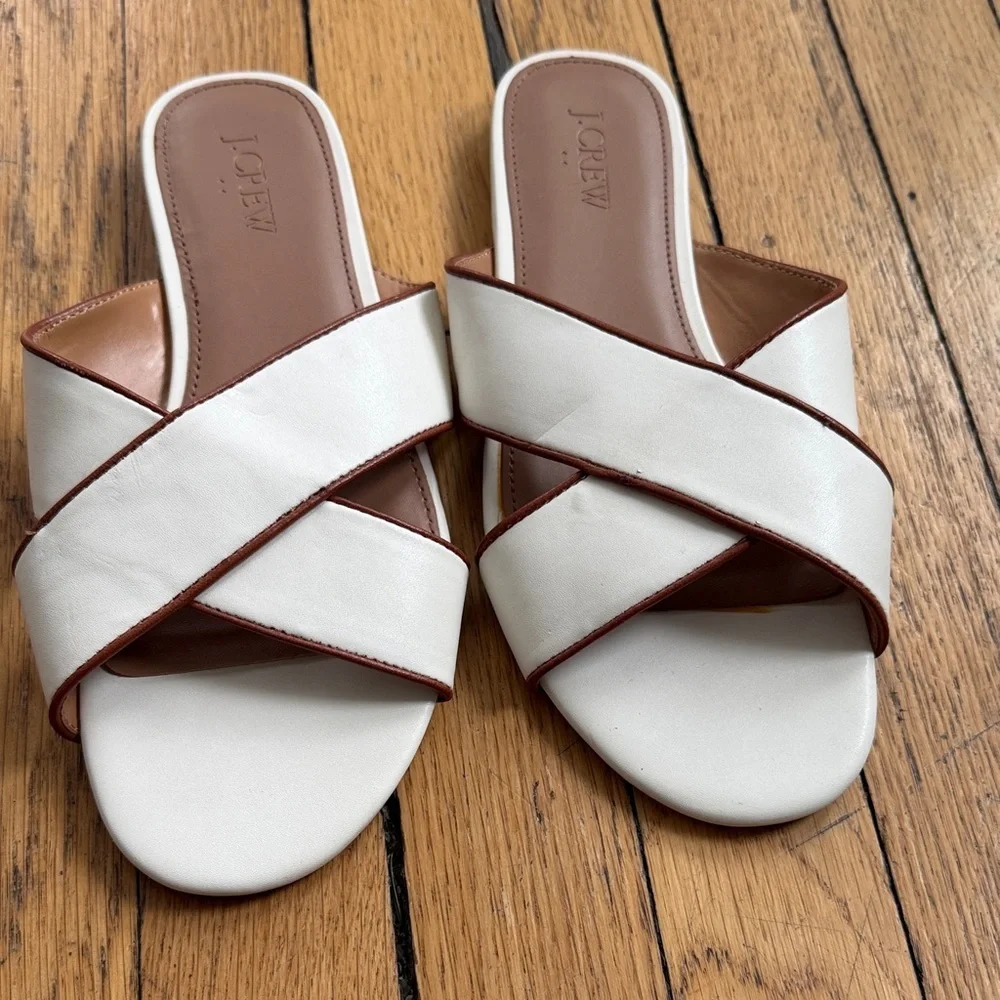 Women's J. Crew Sandals Ivory Tan Size 7.5 EUC